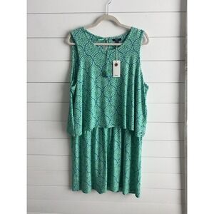 Hatley Dress‎ Size XL Green Blue Knee Length Sleeveless NWT 0653